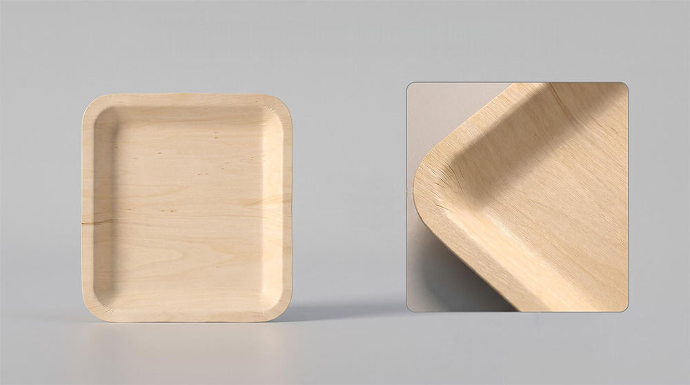 Disposable square wooden plates